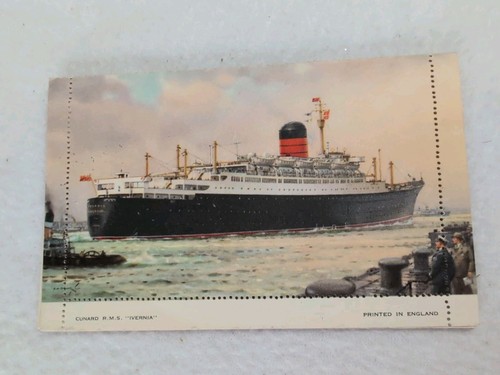 Vintage The Cunard Line Featuring the R.M.S. Ivernia Souvenir Letter Card 1955