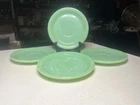 4 VINTAGE FIRE-KING JADEITE GREEN OVEN WARE HEAVY RESTAURANT 6" GLASS SAUCERS