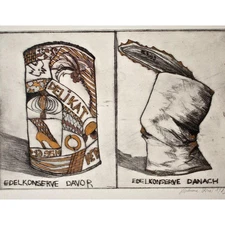 Susanne Berner Delikat Noble Preserve East German Art Signed Etching 1983