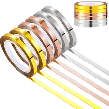 6 Pcs Mirror Tape Polyester Film Thin Foil Washi Tape Self Adhesive Metallic Dec