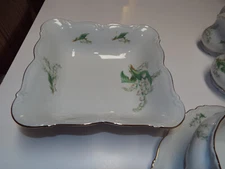 NEW VEGETABLE BOWL Square EDELSTEIN Germany LILY of the VALLEY Maria Theresia