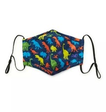 Kids Dinosaur Print Face Mask Multi-colored Adjustable Straps Bendable Nose Bar