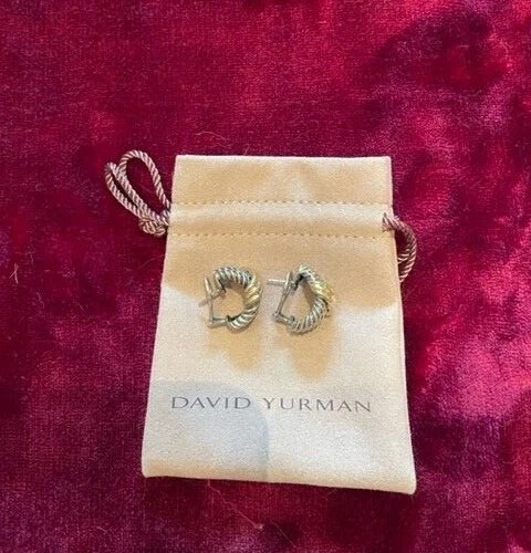 Orecchini Huggie David Yurman in argento e oro di grano