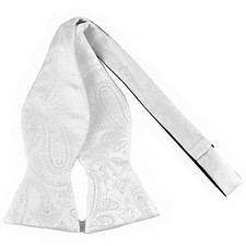 New men's self tie free style bowtie paisley polyester formal wedding prom white