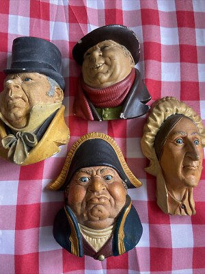 4x Bossons Charakterköpfe CHARLES DICKENS; WELLER TROTWOOD BUMBLE MICAWBER