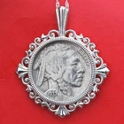 US 1937 Indian Head Buffalo Nickel Solid 925 Sterling Silver Necklace NEW