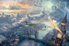 Tinker Bell and Peter Pan fly to Neverland Thomas Kinkade 36 X 24 Limit Edition