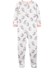 Carters Fleece Footed Pajama Blanket Sleeper Size 14 Girl Unicorn Rainbow Mane