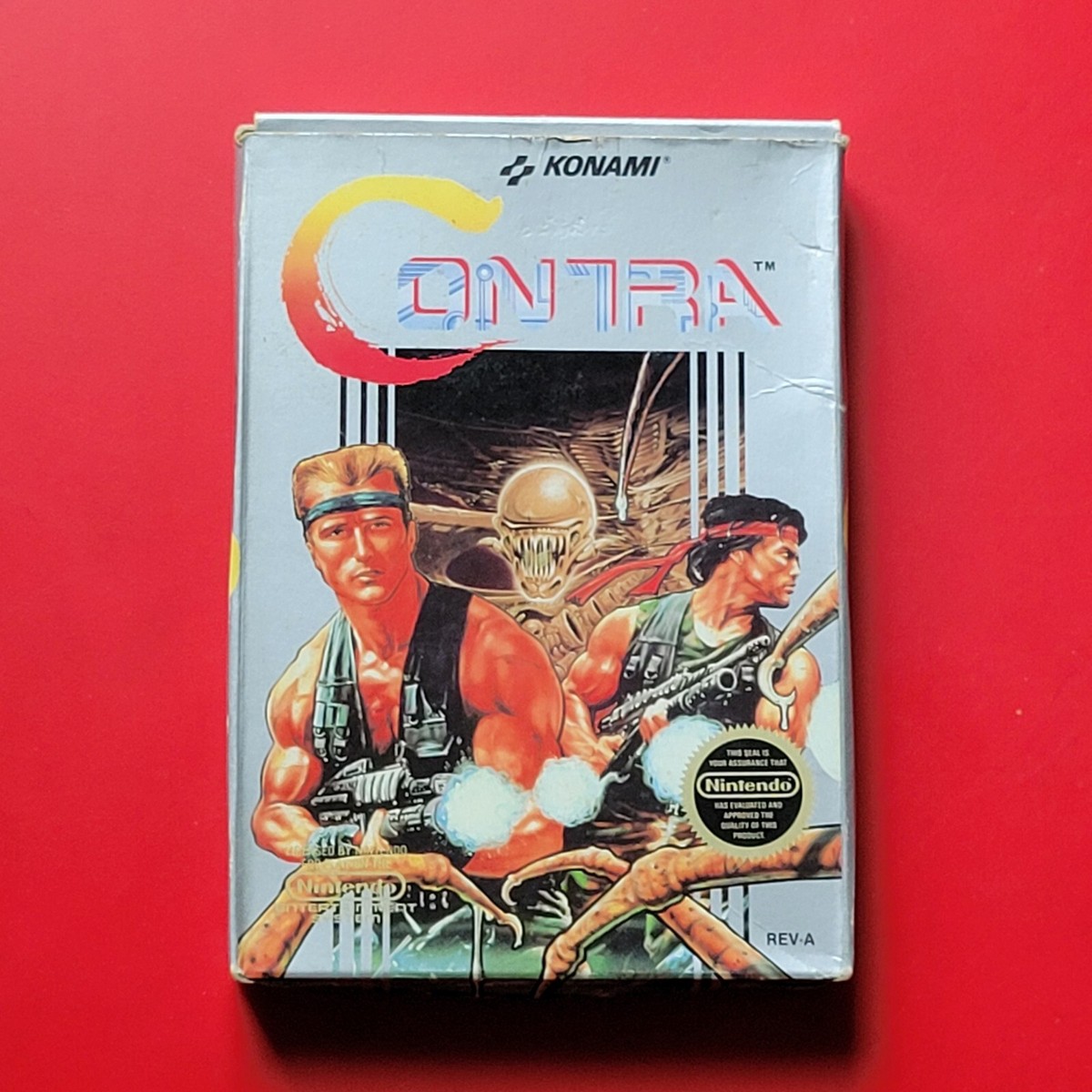 Nintendo NES Contra Game Rev-A Box Manual Authentic Tested Konami