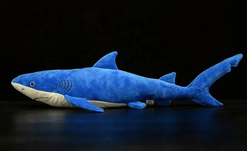 Juguetes de peluche de tiburón azul de 22 pulgadas muñeca para niños pequeños regalos - Imagen 4 de 11