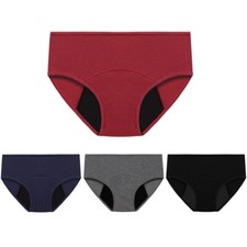 4-Pack Women's Menstrual Period Panties Underwear Postpartum Leakproof Briefs
