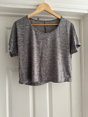 Ladies Size 10 Grey Cropped Top Matalan Short Sleeves Summer Preowned Used GC