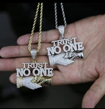Hip hop ice men jewelry Trust no one pendant necklace 