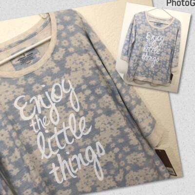 SONOMA Misses Small 3/4 Sleeve Pullover Sweatshirt Thin Enjoy The Little Things