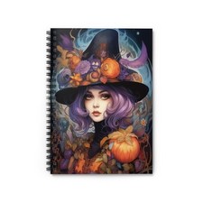 Witchy Fantasy Spiral Notebook - Ruled Line, Art Journal, book of shadows, 6x8