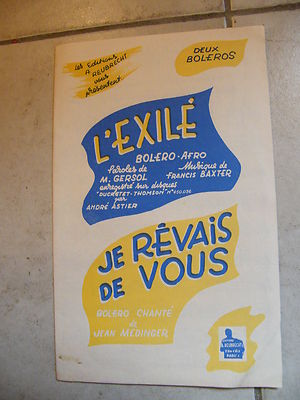 Partition L'Exilé Francis Baxter Je revais de vous Médinger