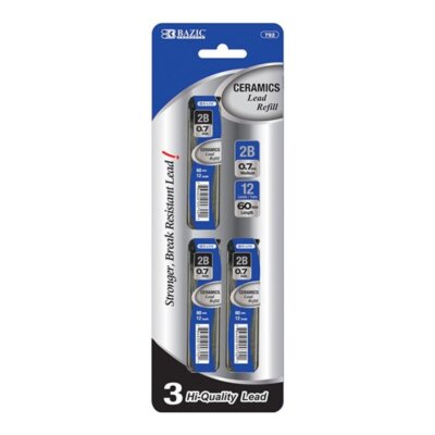 BAZIC 12 ct. 0.7 mm Ceramics High-Quality Mechanical Pencil Leads (3/Pack)