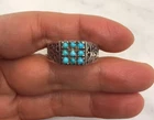 Vintage ARYAN Sterling Silver Turquoise Ring Size 12
