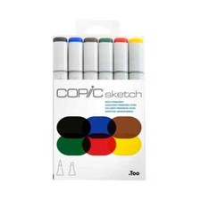 Copic Alcohol Sketch Marker Set - Bold Primaries, 6 Count