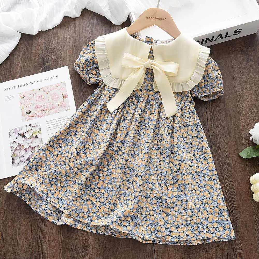 New Kids Girls Dress Floral Kids Clothes Bow Patchwork Baby Girl Princess  Dress | eBay