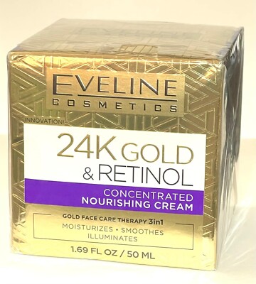 Eveline 24K Gold & Retinol Concentrated Nourishing Cream Illuminates, Smoothes