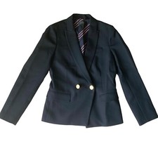 J.Crew Dover Blazer Size 4 Wool Double Breasted Button Closure Lined Navy Blue