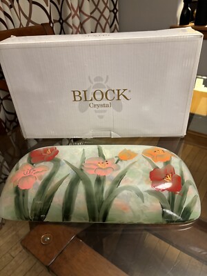 Block Crystal Meadowlark Floral Hand Painted 17  Platter Bowl