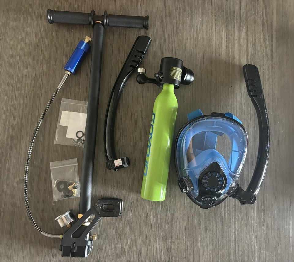 Scuba Lung Breathing Air Tank With Sub Mask & Pump, 0.5L Portable Bag Refillable - Image 2 of 4