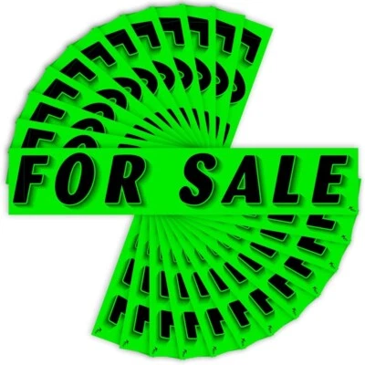 Versa Tags 12Pack of For Sale Stickers Car Lot Windshield Slogan Decals