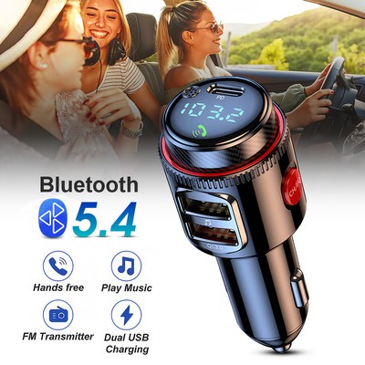 FM Transmitter Bluetooth 5.4 KFZ Dual USB Auto Ladegerät für Handy Radio Adapter