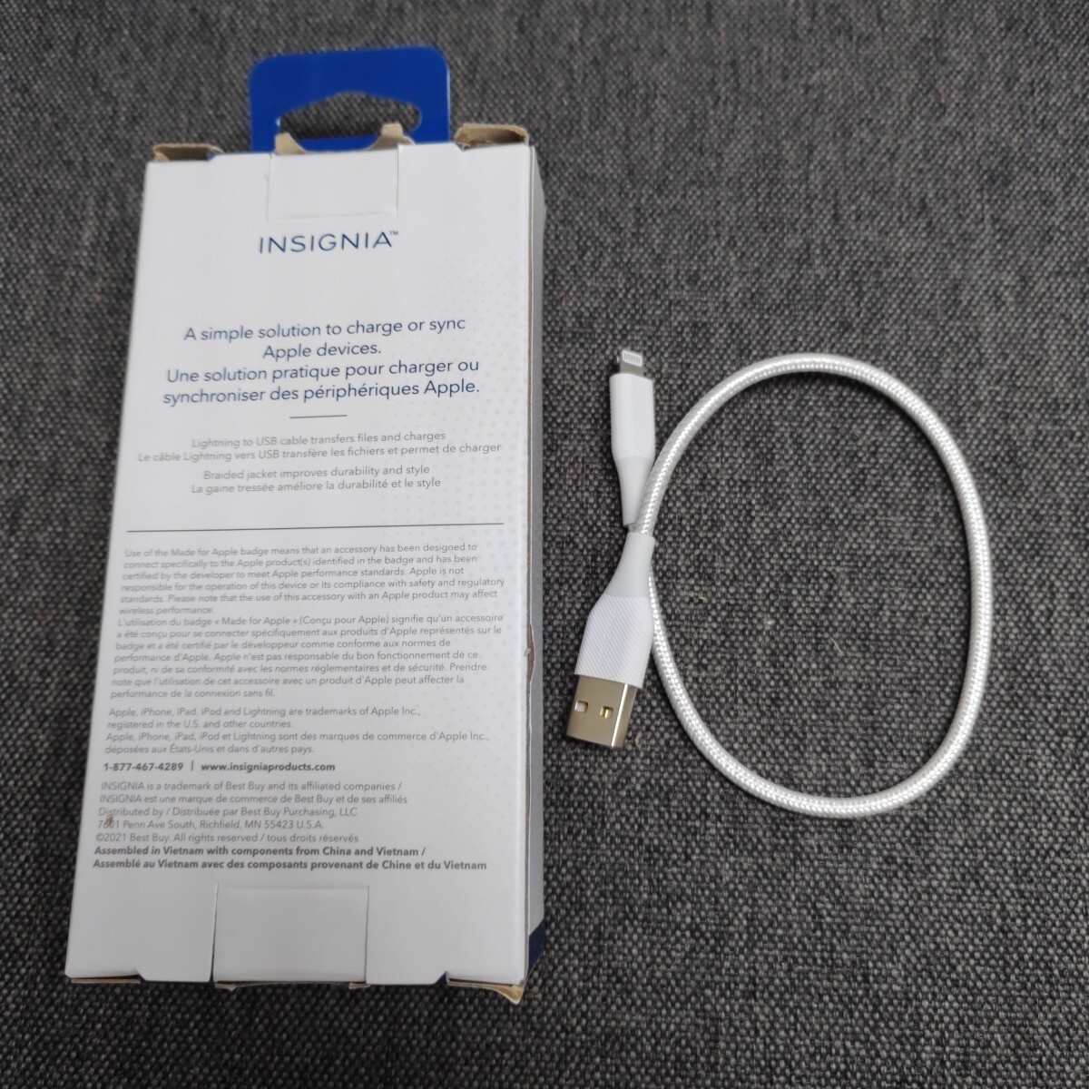 Insignia Apple MFi Certified (1 Braided Lightning to USB