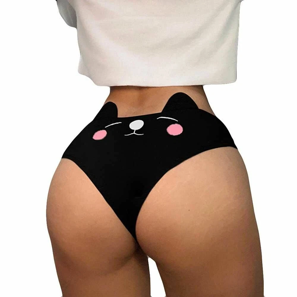 Women Funny Cat Ear Lingerie G-string Briefs Underwear Short