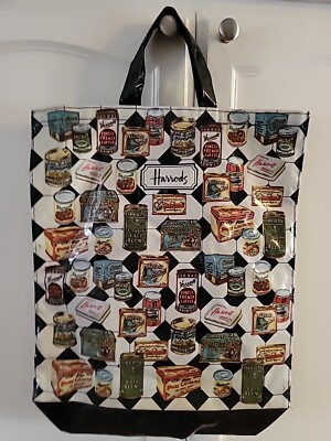HARRODS Reusable Shopping Tote Bag Vintage PVC Vinyl Plaid