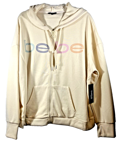 Bebe Sport Hoodie Women’s 2X Yellow Soft Full Zip Pockets Logo