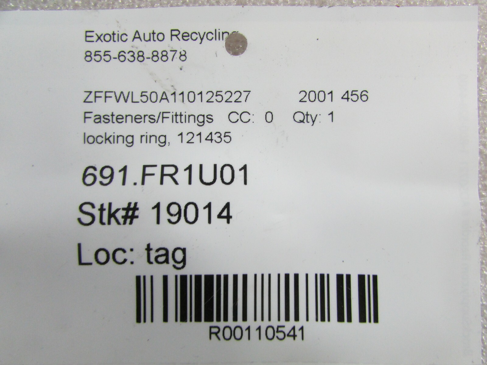 Ferrari 456, Fuel Pump Outer Locking Ring, Used, P/N 121435