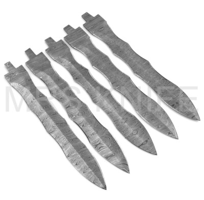 LOT OF 5 CUSTOM HANDMADE DAMASCUS STEEL BLANK BLADES FOR KNIFE MAKING SUPPLIES