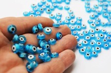 8 mm Turquoise Evil Eye Beads - 40 Pcs Real Glass Evil Eye Beads From Turkey