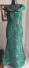 Emerald Rose Party Dress Evening Ball Gown size 6 Small Diamonte Green & Black
