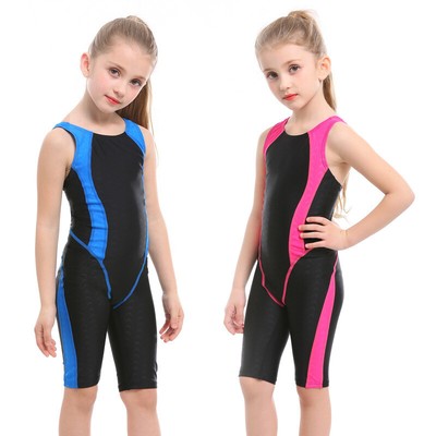 Knee Length One Piece Swimsuit Girl Sleeveless Training Racing Bathing Suits 545 Ebay
