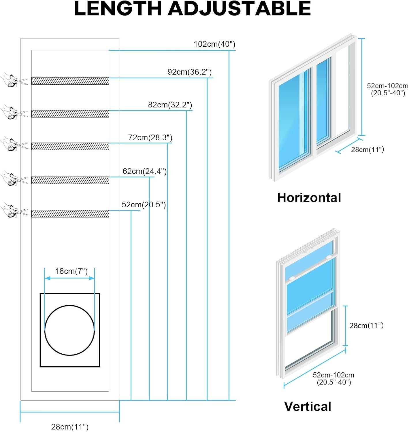 Portable Air Conditioner Window Vent Kit, Universal Sliding Window Seal Kit for