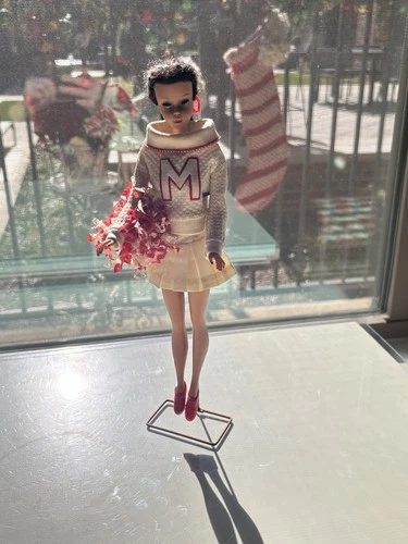 Vintage Ponytail Barbie Doll #4  Brunette Flocked Tm  Pats Pending  Japan