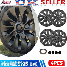 18" Wheel Cover Hubcaps Rim Cover Matte Black For Tesla Model 3 2017-2023 4PCS#!