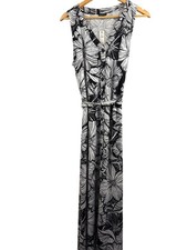 Talbots Black & White Floral Sleeveless Maxi Dress Size L