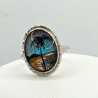 Bague ancienne Thomas L Mott argent massif et aile papillon - Taille K 1/2