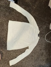 Zara Man Men  s White Loose Mixed Knit Crewneck Sweater Sz L EUC