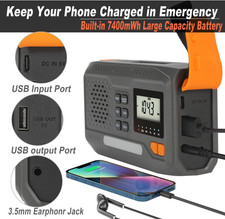 Emergency Weather Radio Solar Hand Crank Radio with AM/FM/NOAA 7400Mwh Radios