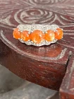 Vintage 925 Sterling Silver Orange Moonstone Ring Size 7, 5g FREE SHIP