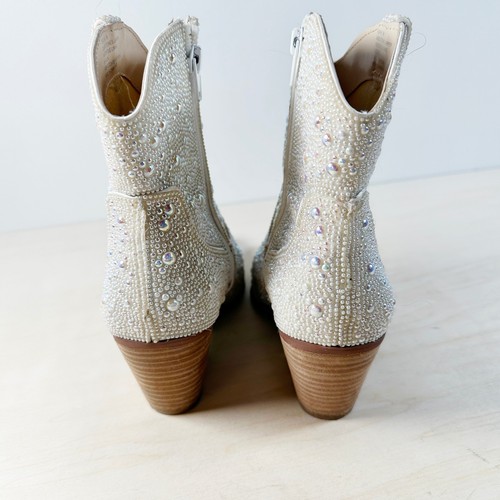 Stivali stivali western Betsey Johnson Diva bianco perla taglia 7 donna - Foto 7 di 10