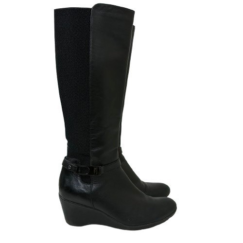 Blondo Black Aquaprotect Wedge Boots Size 9 with 3 Inch Heel Waterproof Sleekcore Style