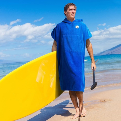 #ad Surf Poncho Changing Robe Microfiber Beach Towel Hooded Blue L Quick Dry $11.99